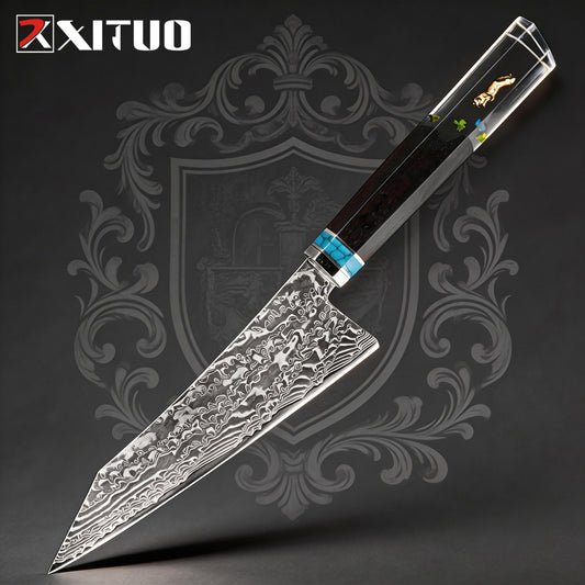 XITUO Damascus Kitchen Utility Knife, 5" Paring Knife VG10 Damascus Steel 67-Layer Blade,Perfect for Peeling,Slicing & Trimming