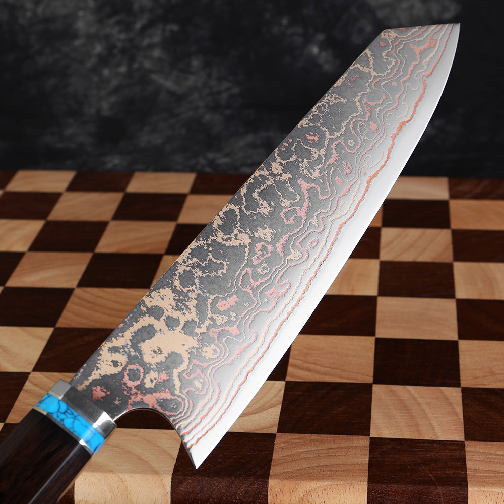 XITUO Kiritsuke Chef Knife,8 Inch, 37 Layers Tricolor Copper Damascus Steel-Japanese Damascus Knife for Chefs&Home Cooking-Razor Shar