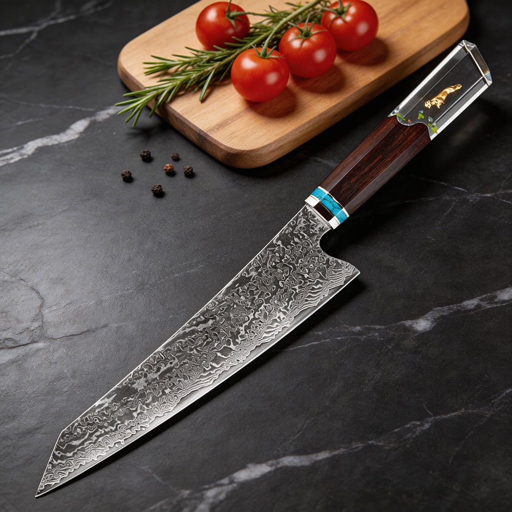 XITUO Damascus 8 Inch Kiritsuke Chef Knife,Hand Forged High Carbon Steel Sharp Kitchen Cutting Knife,Comfortable Ergonomic Handl