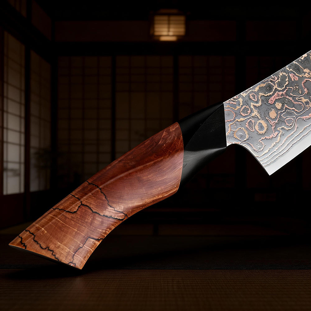 XITUO Top-quality Copper Damascus Steel Chef knife 8 inch, Ultra Sharp Japanese Kitchen Chopping Knife with Wood and G10 Handle