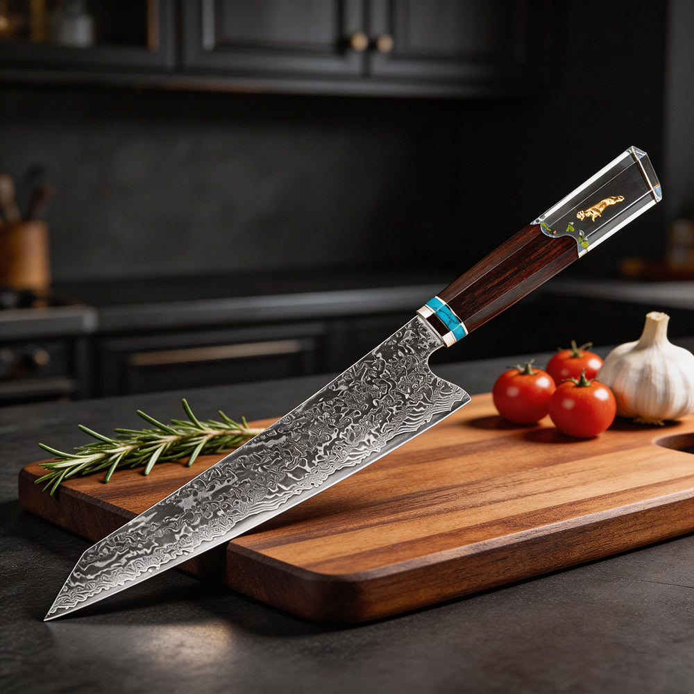 XITUO Damascus 8 Inch Kiritsuke Chef Knife,Hand Forged High Carbon Steel Sharp Kitchen Cutting Knife,Comfortable Ergonomic Handl