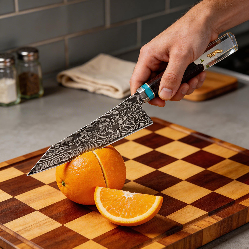 XITUO Damascus Kitchen Utility Knife, 5" Paring Knife VG10 Damascus Steel 67-Layer Blade,Perfect for Peeling,Slicing & Trimming