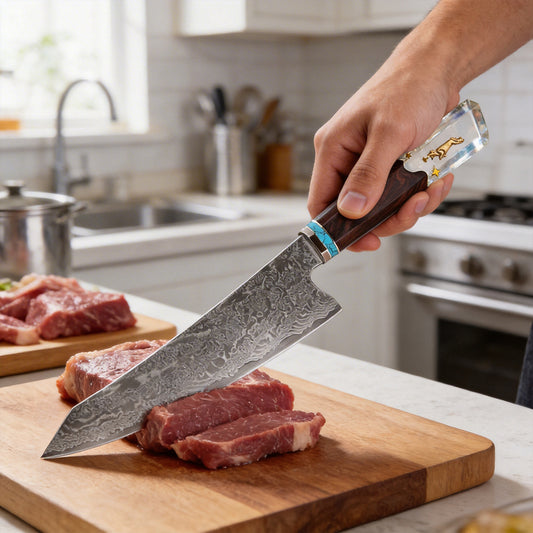 XITUO Damascus 8 Inch Kiritsuke Chef Knife,Hand Forged High Carbon Steel Sharp Kitchen Cutting Knife,Comfortable Ergonomic Handl